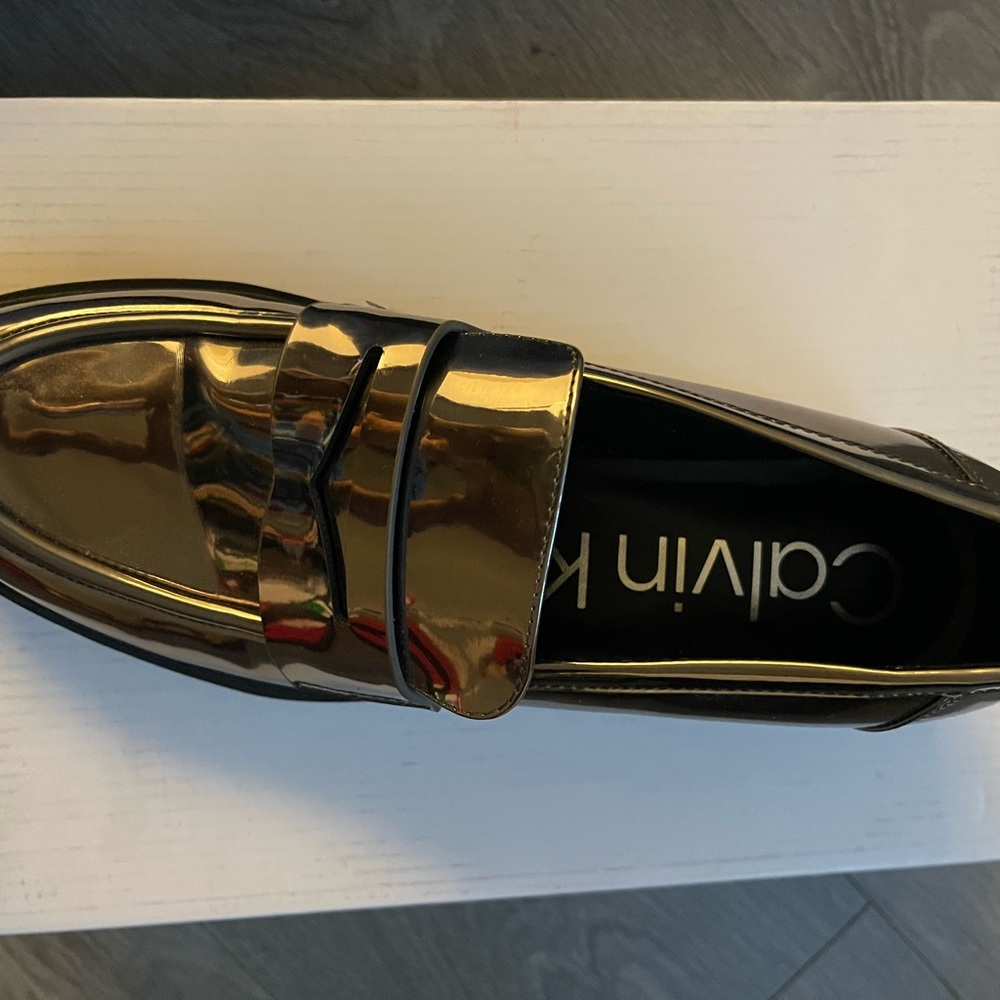 Calvin Klein Men's Shiny Gold Loafers